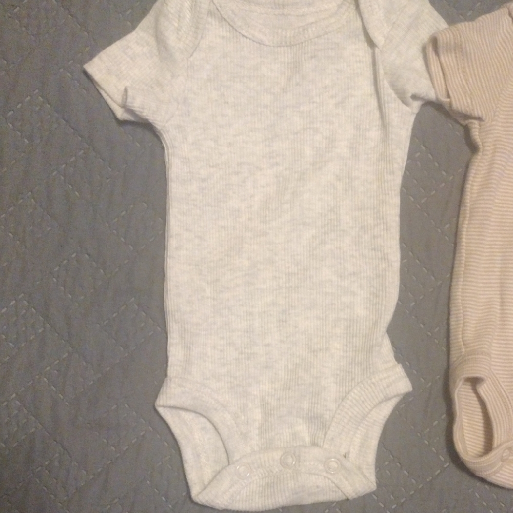 Infant Cotton Two Piece Set - Cream and Tan​​ - Picture 2 of 5